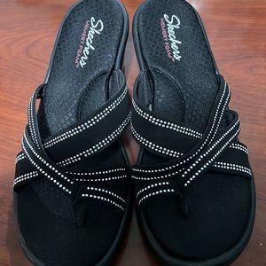 Sketchers Wedge Memory Foam Bling Sandals